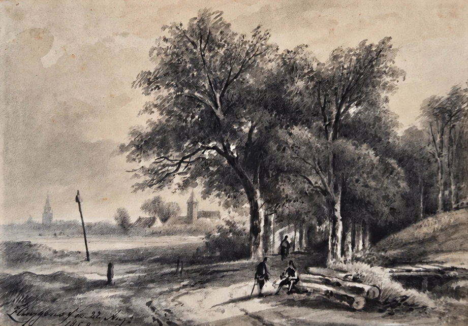 Frederik Lodewijk Huygens (1802-1887). Landscape near Breda – Watercolour