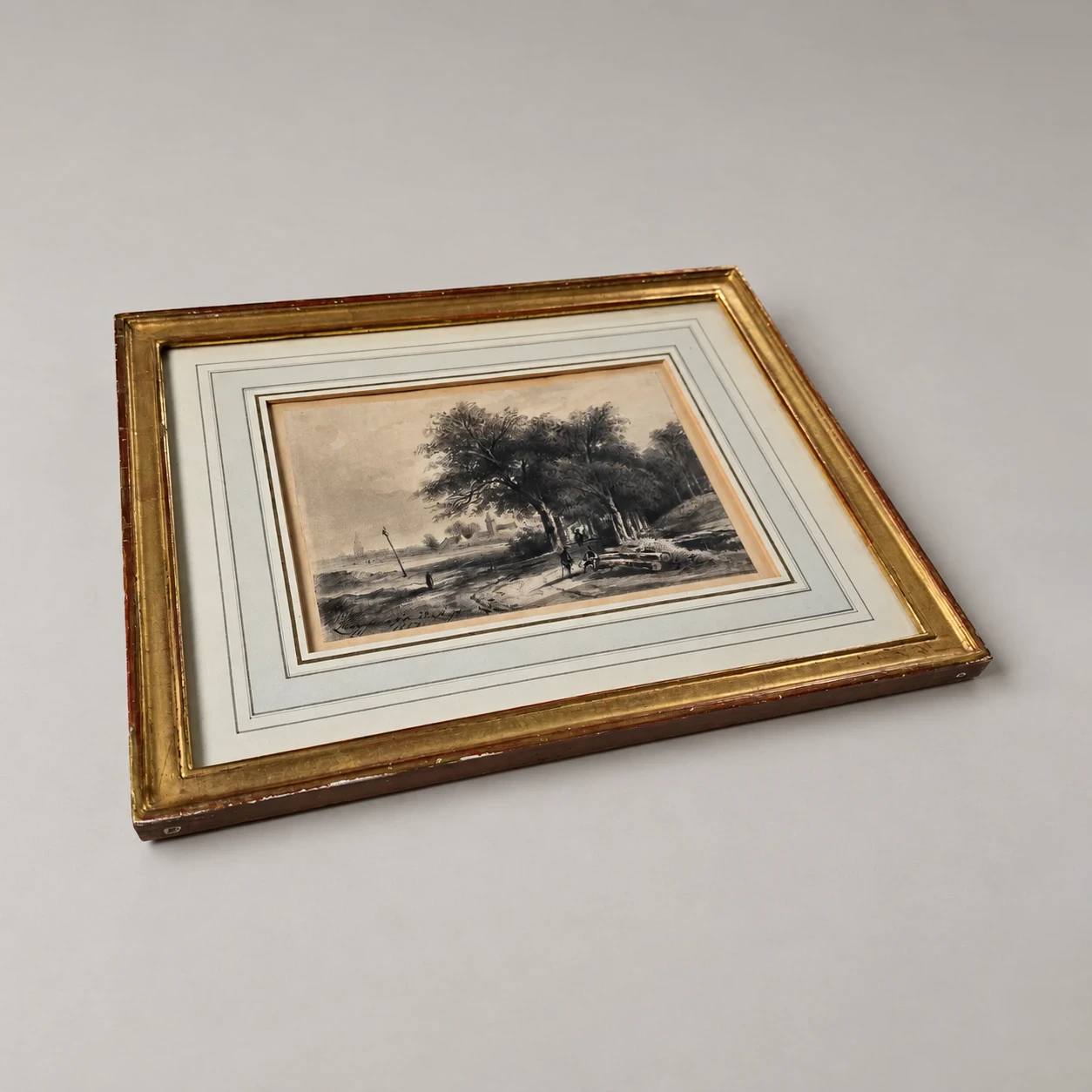 Frederik Lodewijk Huygens (1802-1887). Landscape near Breda – Watercolour - Image 4
