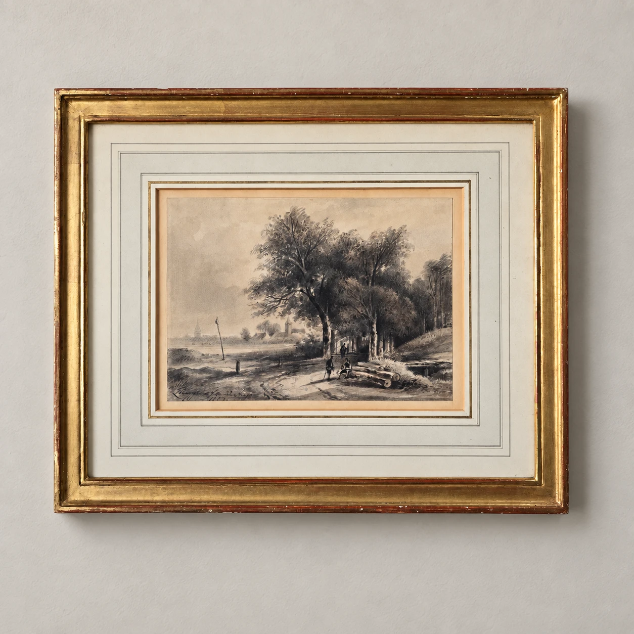 Frederik Lodewijk Huygens (1802-1887). Landscape near Breda – Watercolour - Image 6